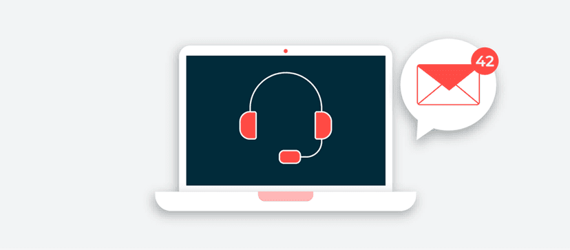 Laptop with headphones and inbox mail icon